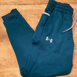 Under Armour Cold Gear Youth Size Medium Emerald‎ Green Poly Athletic Joggers